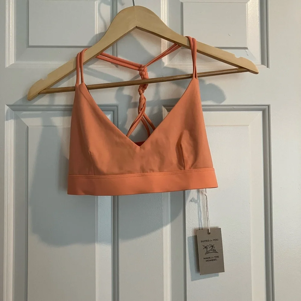 Jolyn Sunset Desert Flower Orange Bikini Top Y Back Braided